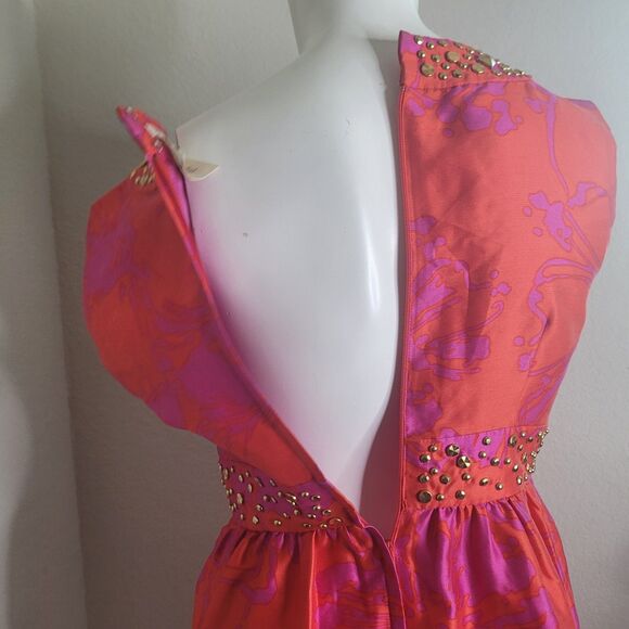 Kate Spade New York size 2 dress embellished sequin pink zip silk studs FLAW - Picture 5 of 16